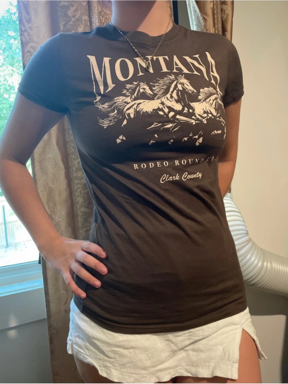 Montana Rodeo Graphic Tee - Brown Short Sleeve Women's Top